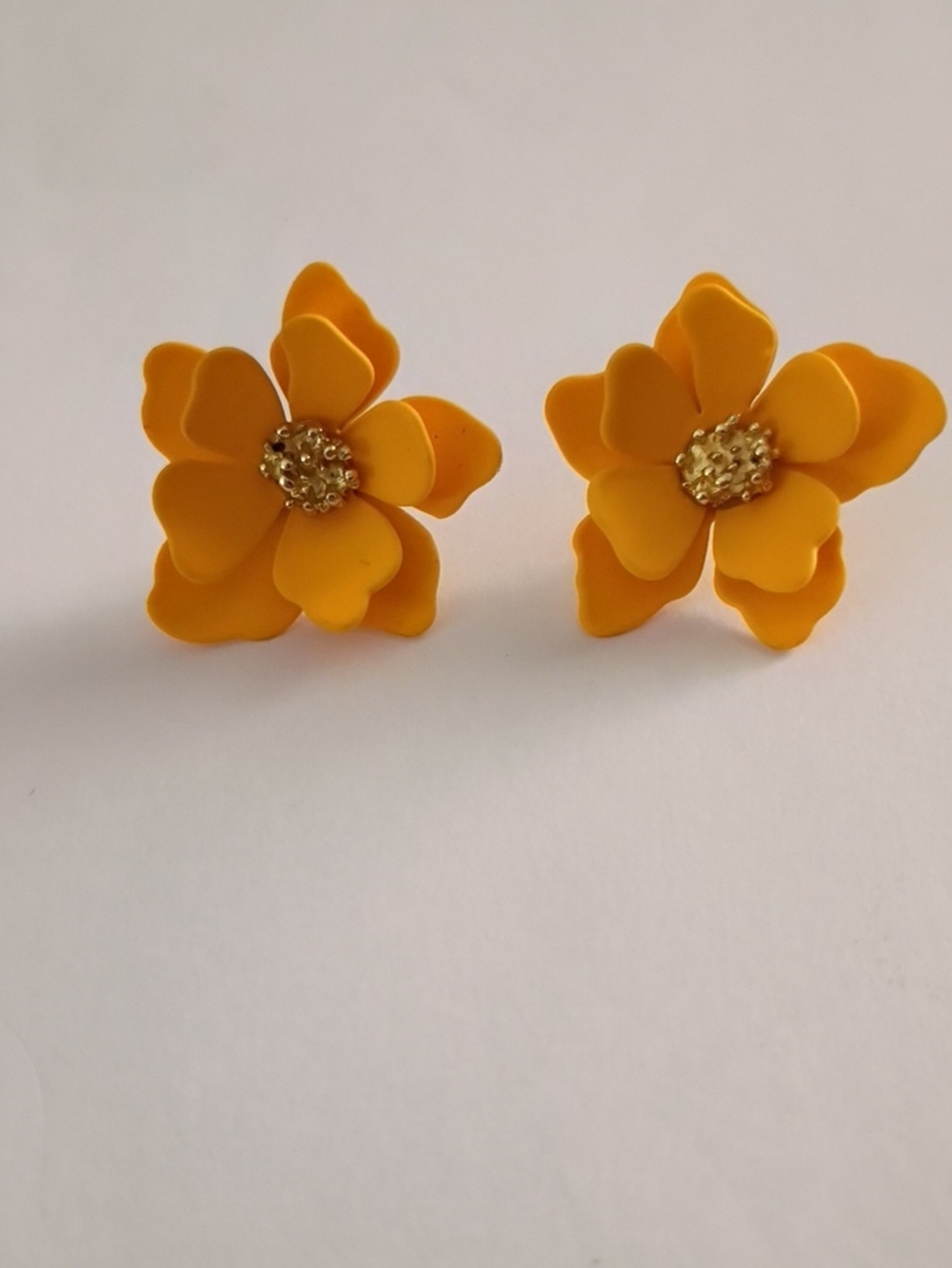 Sunshine Yellow Floral Stud Earrings with Gold Center